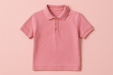 pink shirt isolated on light pink. Pink polo shirt on pastel pink background.