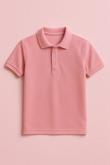 pink shirt isolated on light pink. Pink polo shirt on pastel pink background.