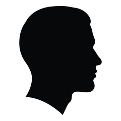 Man silhouette profile head outline simple black shape isolated silhouette