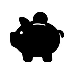 Black and white piggy bank illustration representing savings and financial prudence