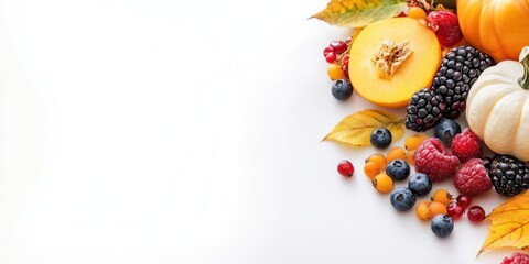 Autumn Harvest Featuring Berries Pumpkins and Fruit