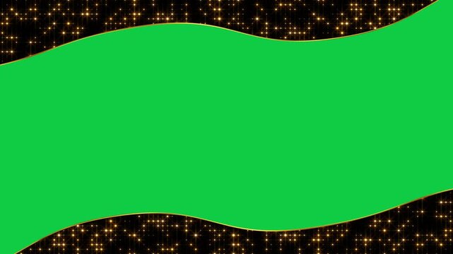 abstract golden round border frame with glitter shiny gold stars on green screen background animation, chroma key christmas and new year isolated social media motion background	