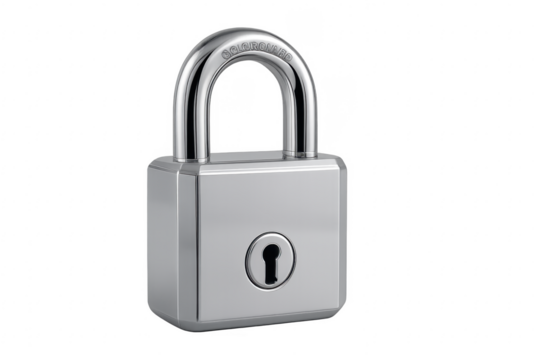 Closed padlock ensuring security on transparent background