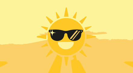 Radiant Sun Wearing Cool Sunglasses, Exuding Joy and A Sunny Vibe, Ideal for Design