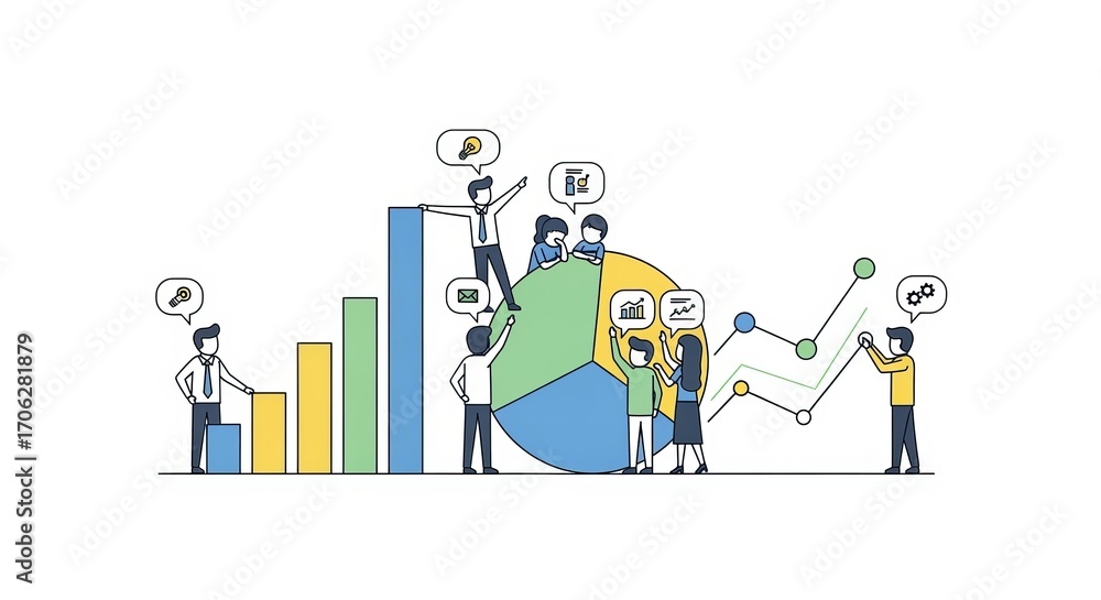 Poster analyzing data analytics: a cohesive team, armed with analytical prowess, collaboratively dissects c