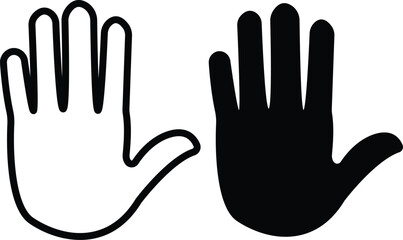 Fototapeta premium Hand Icons – Stop, Palm, and Gesture Symbols in Outline and Solid Styles..eps