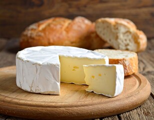 Creamy brie, sliced, served with crusty bread
