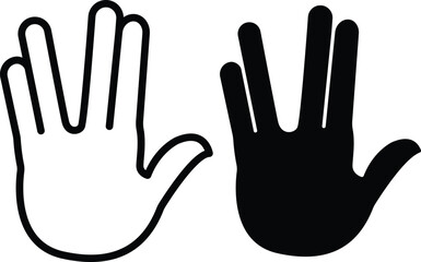 Live Long and Prosper Hand Symbol – Vulcan Salute Black and White Icon..eps