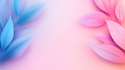 Pastel Blue and Pink Leaves Abstract Background