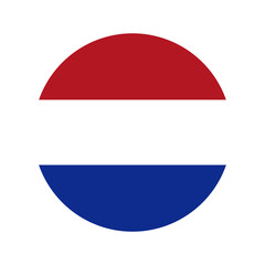 Netherlands national flag shaped as circle, flat vector illustration	
