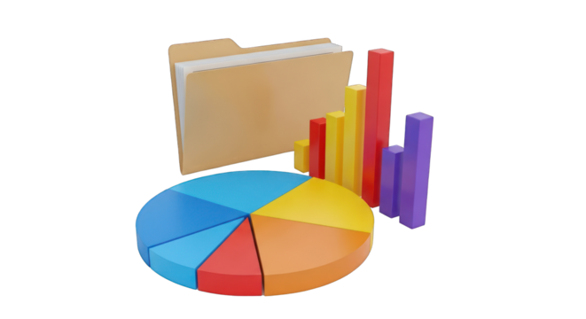Colorful Business Data Visualization with Pie Chart and Bar Graph.
