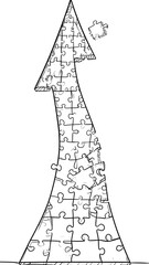 Arrow formed from puzzle pieces