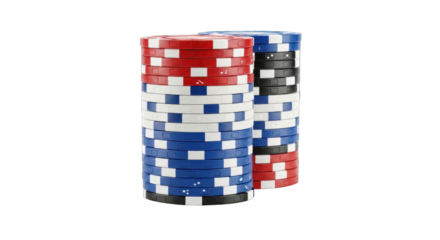 Stacked Poker Chips Red Blue and Black.