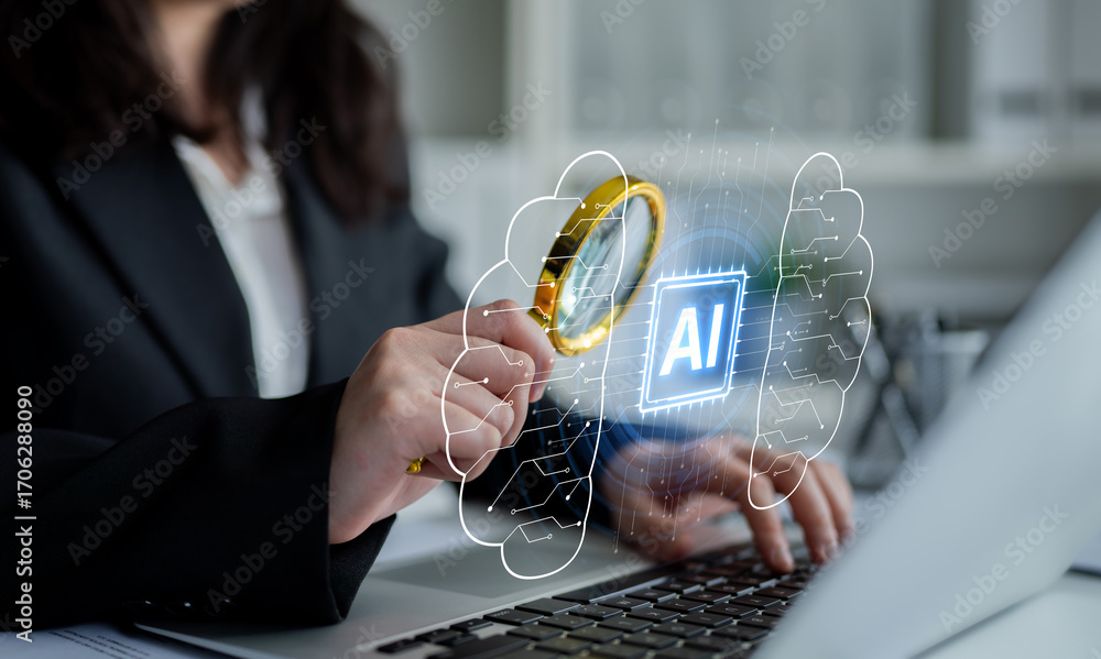 Poster ai assistant brain processor with llm technology, big data, machine learning, generative ai for busi