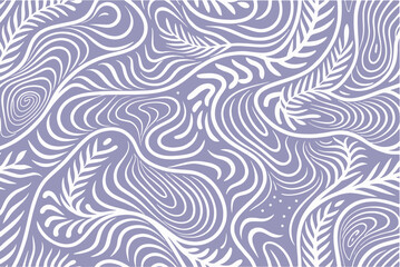 Abstract Lavender Swirls with White Leaf Motifs