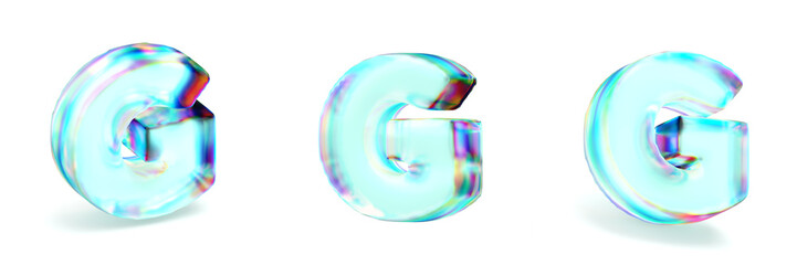 Crystal glass Font Set of letters G 3D
