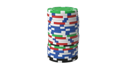 Stack of Colorful Casino Chips for Gambling Games.