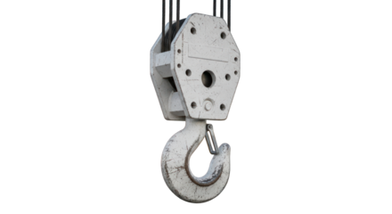 Heavy-Duty Crane Hook with Steel Cables Isolated.