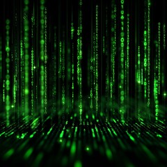 Digital Abstract Green Background with Cascading Effects