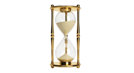 Elegant Gold Hourglass with Flowing Sand Time Concept.
