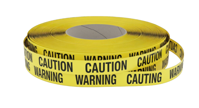 Roll of Yellow Caution Tape with Warning Text.