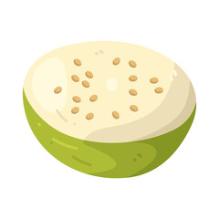 Illustration of Half White Guava Fruit