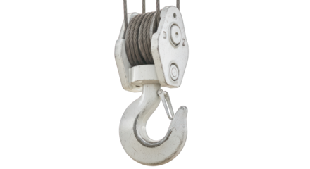 Heavy Duty Crane Hook with Steel Cable and White Paint.