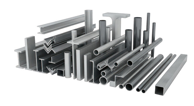 Assortment of Steel Beams Pipes and Metal Profiles.