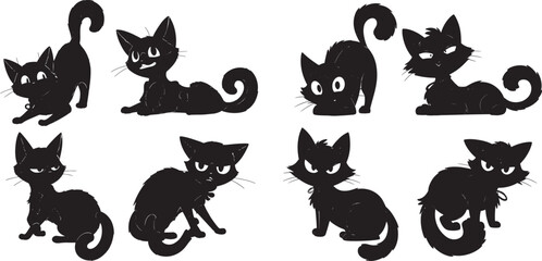 Fototapeta premium set of cats silhouettes