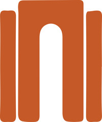 Abstract Terracotta Columns with Negative Space Graphic Design Element Creative Illustration