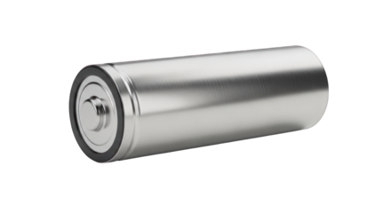 AA Battery with Brushed Metal Texture on White Background.