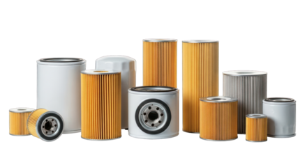 Assortment of Automotive Oil Filters with Pleated Paper Elements.