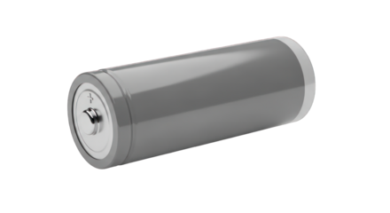 Gray AA Battery with Positive and Negative Symbols.