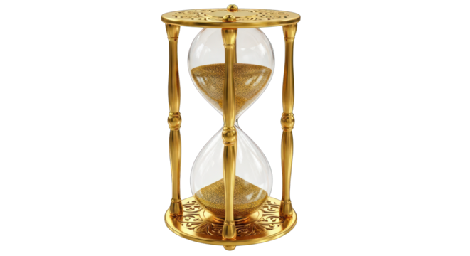 Elegant Golden Hourglass with Flowing Sand.