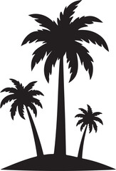 Obraz premium Silhouette of palm trees on a small island tropical beach scene silhouette