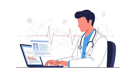 Telemedicine Illustration Depicting Innovative Healthcare Solutions and Digital Medical Support