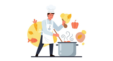 The Culinary Maestro at Work: A Chef Crafting a Delicious Dish in the Kitchen