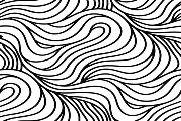Fototapeta premium Abstract Black and White Swirling Line Art Design