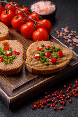 Vegan sandwiches with bread, mushroom or bean pate and vegetables. Vegetarian pate sandwiches