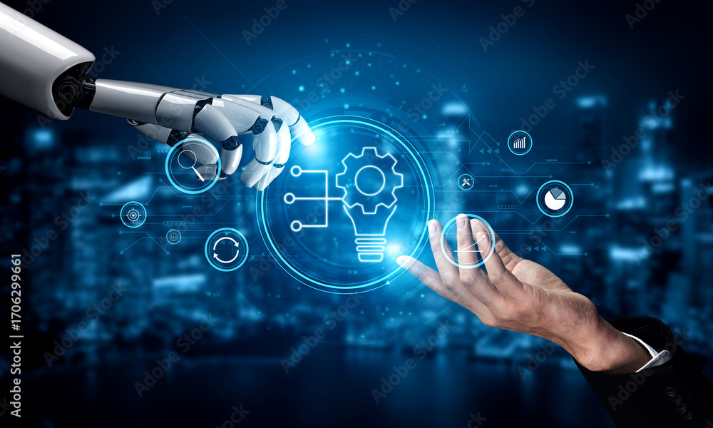 Aufkleber ai-driven business innovation and research for process automation. a concept of developing ideas and