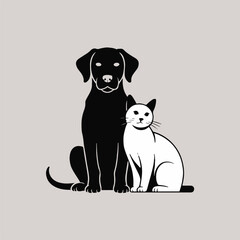 vector animal silhouette of dog and cat in modern minimalist style perfect for pet care marketing and animal welfare