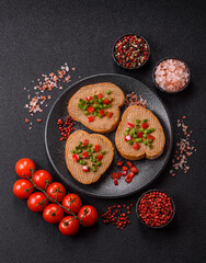 Vegan sandwiches with bread, mushroom or bean pate and vegetables. Vegetarian pate sandwiches