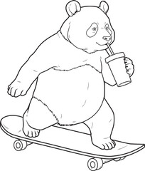 Panda Skater Skateboard Animal Vector Graphic Art Ilustration