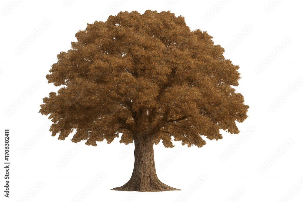 Poster large tree with brown leaves isolated on transparent background, perfect for adding a touch of autum
