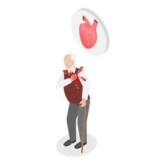 3D Isometric Flat Vector Illustration of Heart Attack, Cardiac Failure. Item 1