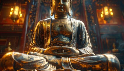 Buddha statue in temple setting