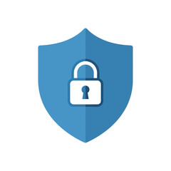 Blue shield with a white padlock symbol indicating security.
