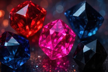 Luxurious tourmaline crystal background, multi-colored gemstones with radiant transparent facets