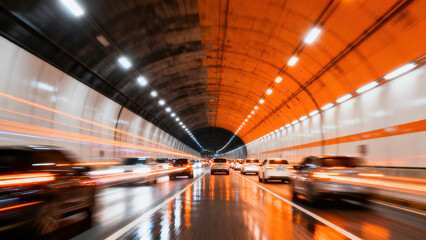 Fototapeta premium fast moving car in tunnel