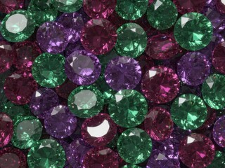 Luxurious tourmaline crystal background, multi-colored gemstones with radiant transparent facets